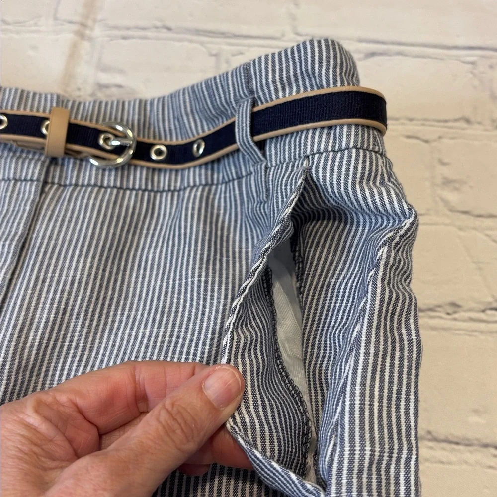 Zara Basic Linen Blend Pinstripe Trouser